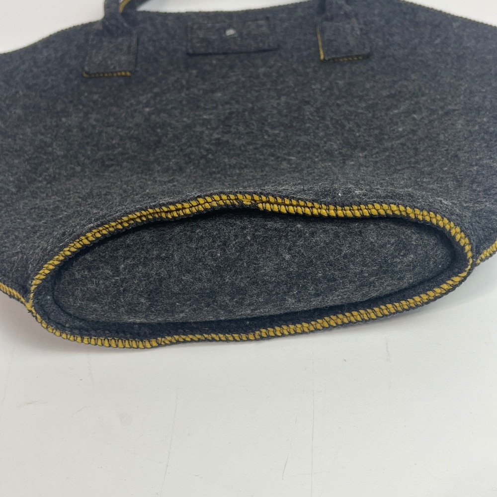 Helen Kaminski Sydney Australia Felted Wool Tote Bag Charcoal Grey Mustard inter - Picture 4 of 11